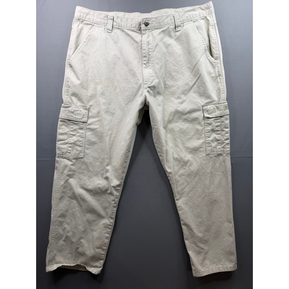 Wrangler Cargo Pants Mens Tan Khaki Relaxed Fit Cotton Twill 40x30